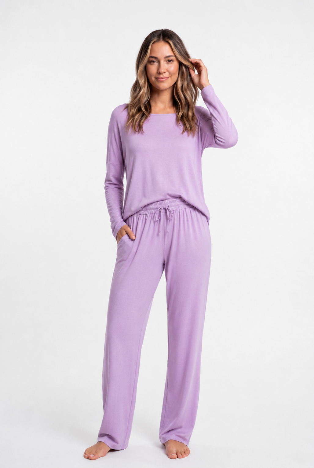 Pijama Longo Feminino Madame Bela Cor Lilás
