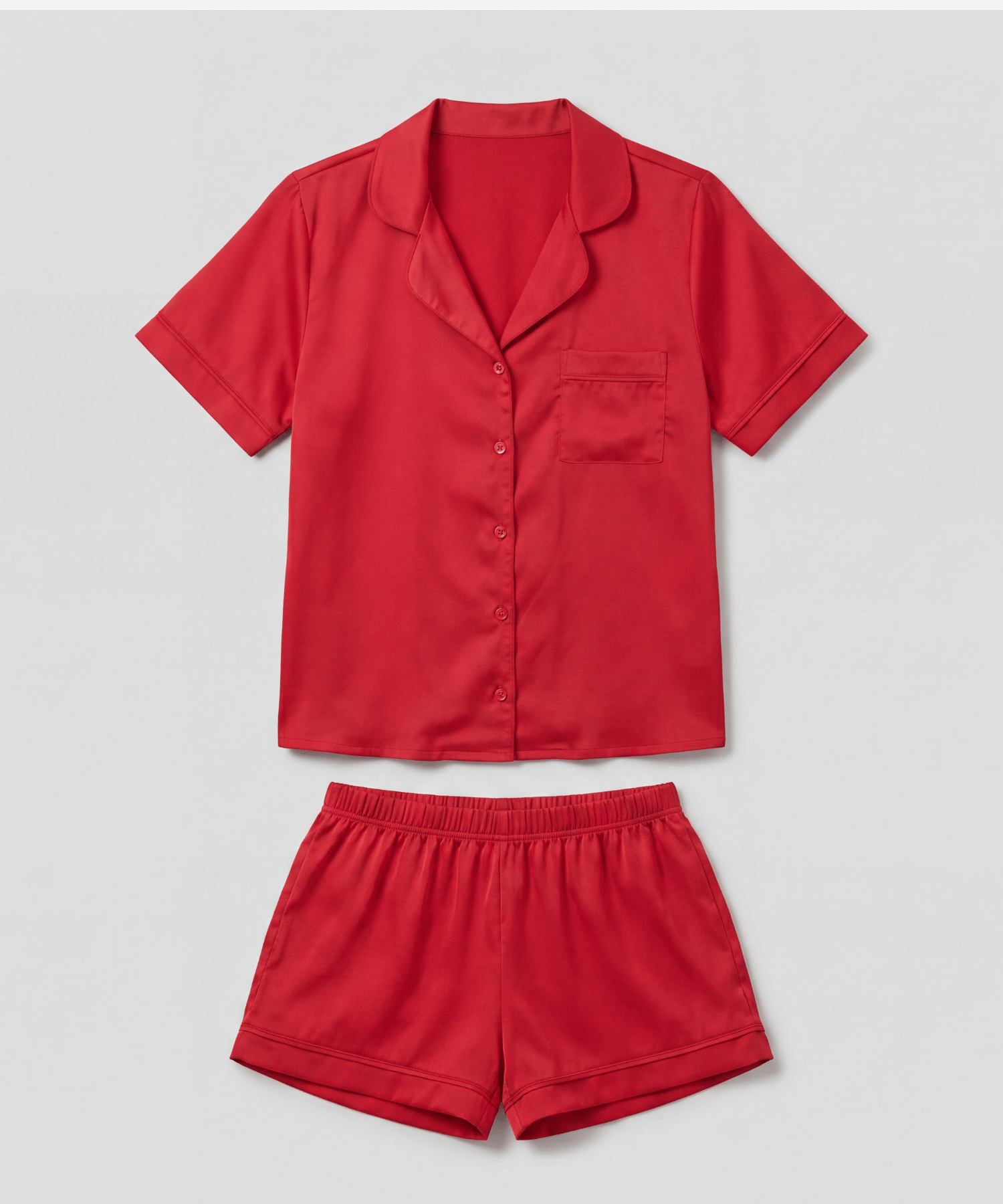 Pijama Americano Feminino Madame Bela em Cetim Cor Vermelha