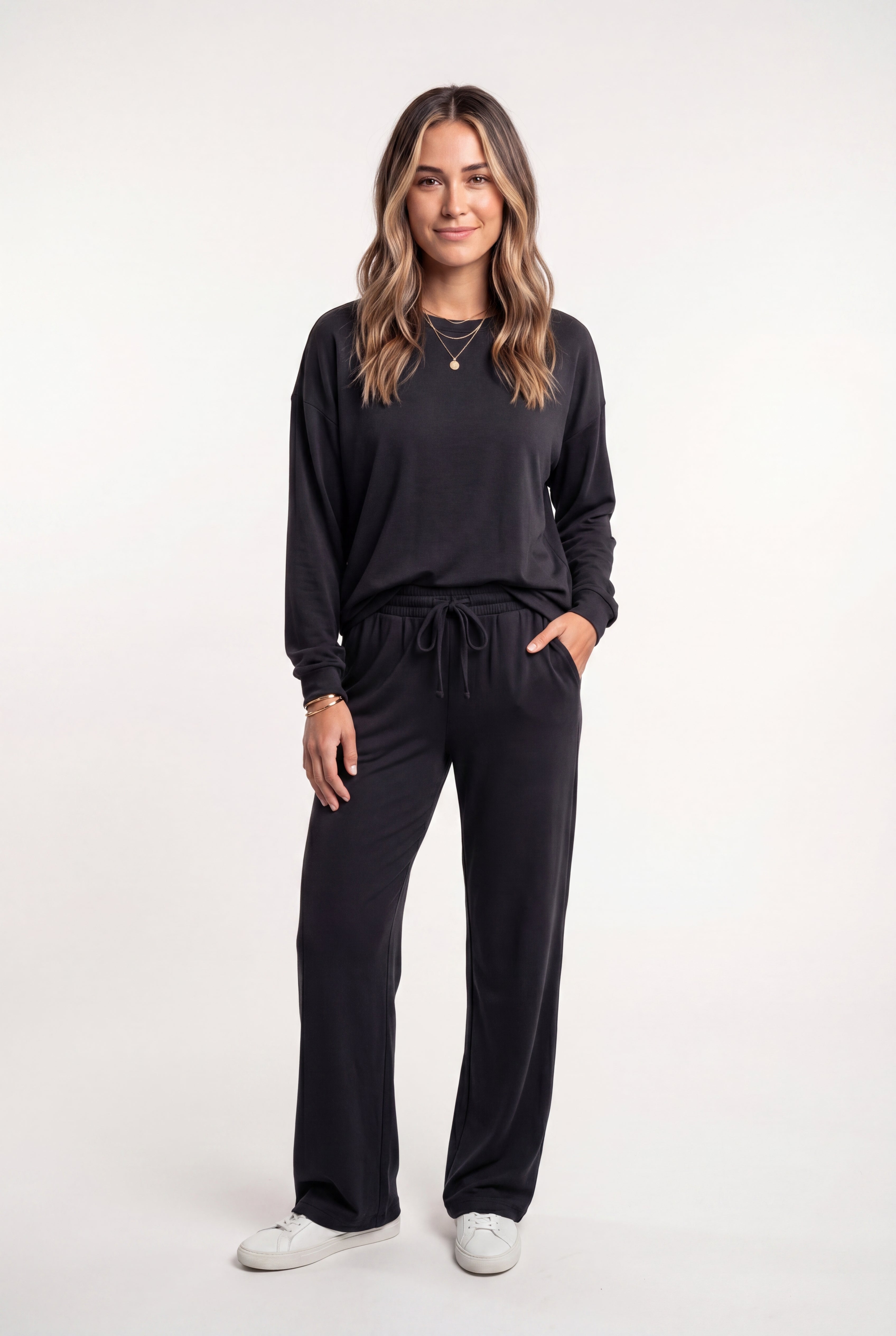 Pijama Longo Feminino Madame Bela Cor Preta